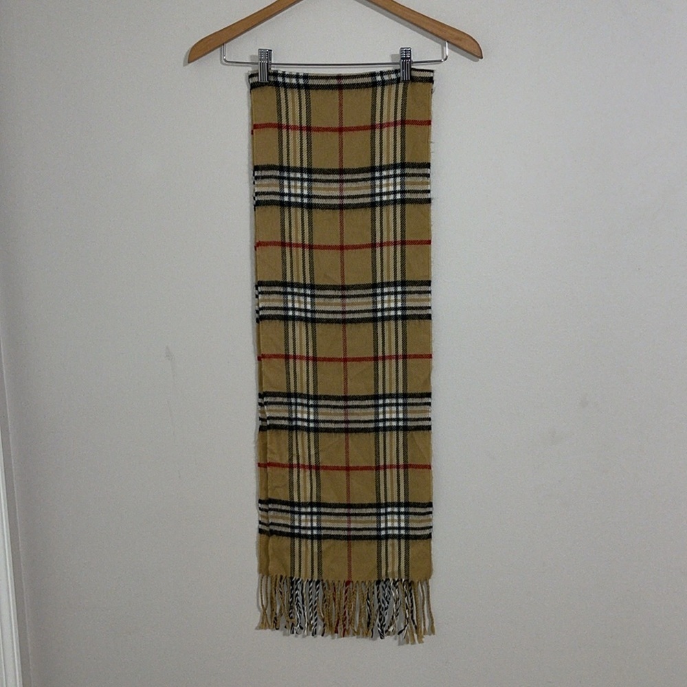 V.Fraas tan plaid scarf